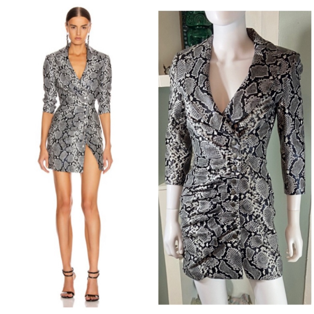 NWT New Retrofete Real Leather Willa Snake Snakeskin Print Mini Dress XS XSmall